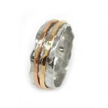 Breiter Silberring mit Goldfilled Ring Größe 8 - Innendurchmesser ca. 18 mm