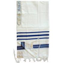 Tallit aus Wolle, blau-gold 50 