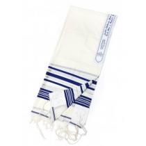 Tallit aus Wolle, blau-silber 70 