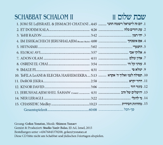 Schabbat-Schalom, CD II